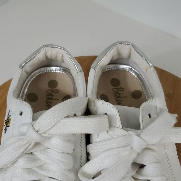 Boden Hollie White Leather Embroidered Bee Sneakers Women's Size EU 38 - Picture 6 of 12